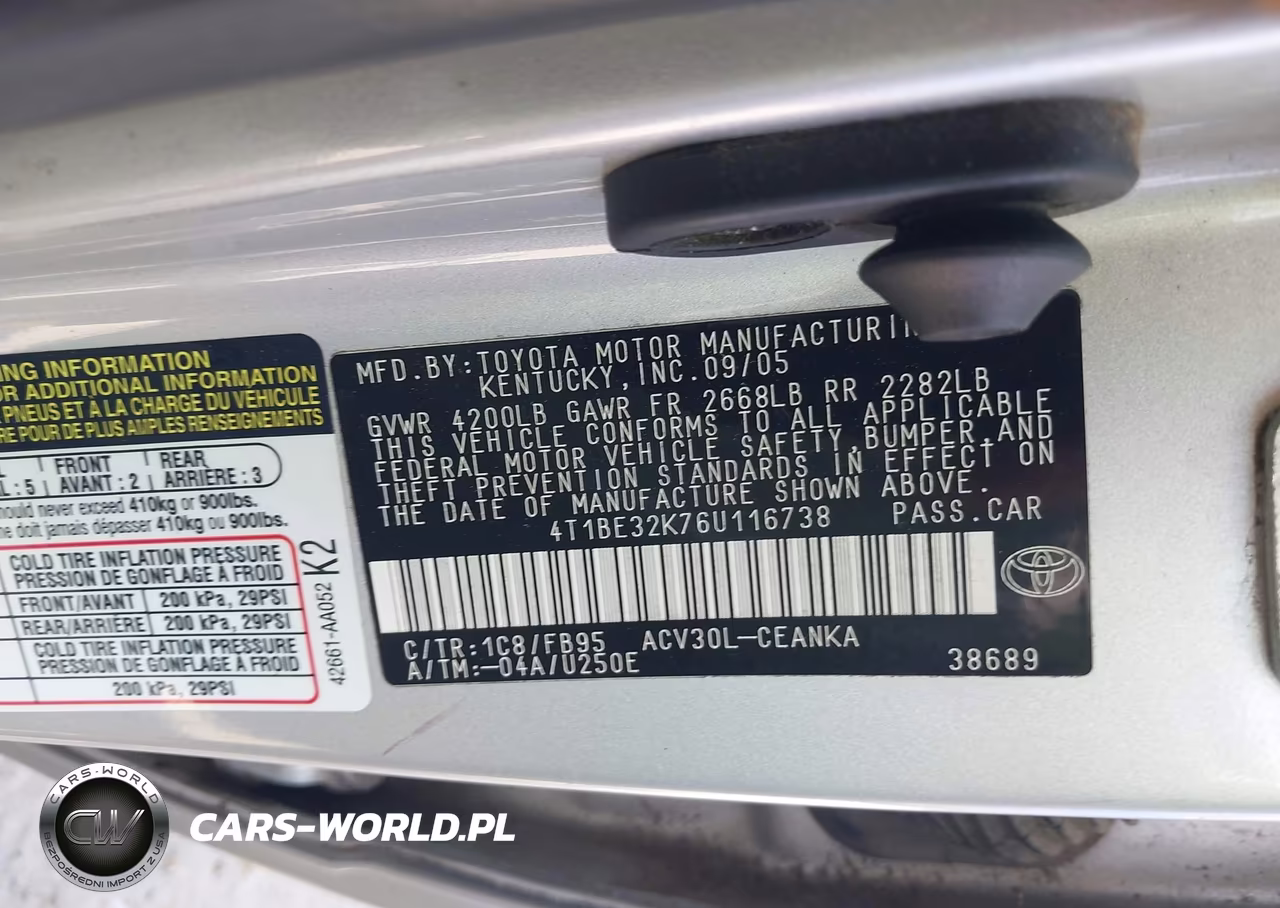2006 Toyota Camry Le VIN:4T1BE32K76U116738 - 9