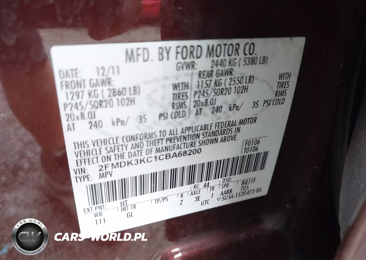 2012 Ford Edge Limited VIN:2FMDK3KC1CBA68200 - 9