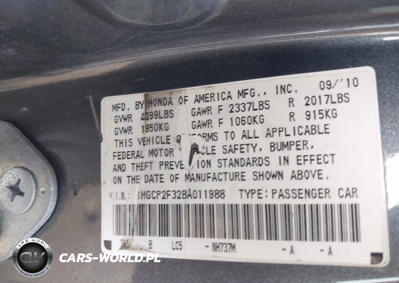 2011 Honda Accord 2.4 Lx VIN:1HGCP2F32BA011988 - 9