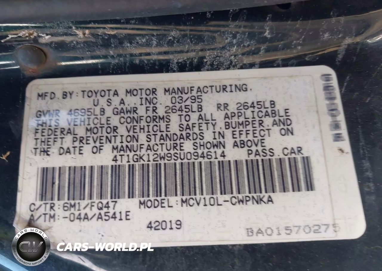1995 Toyota Camry Le VIN:4T1GK12W9SU094614 - 9