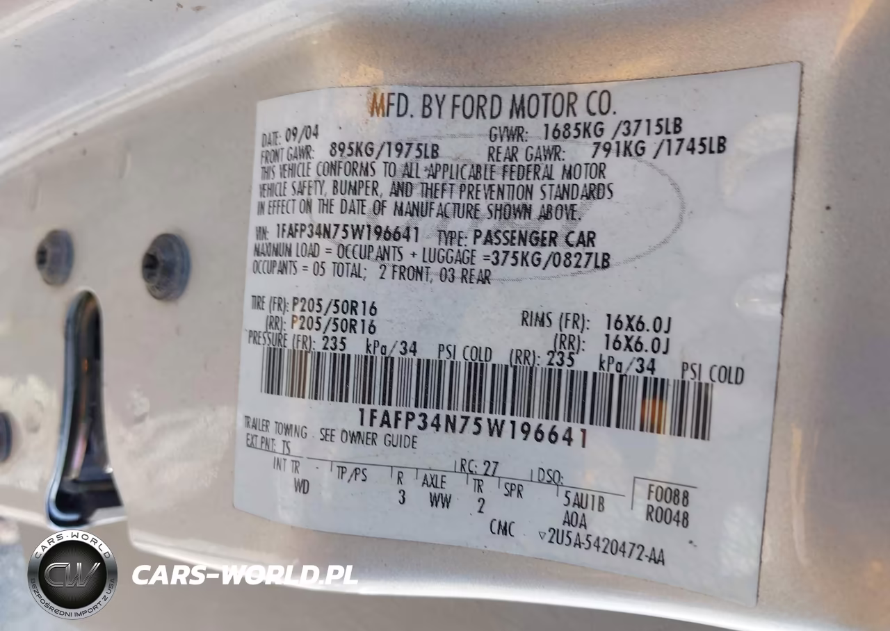 2005 Ford Focus Zx4 VIN:1FAFP34N75W196641 - 9
