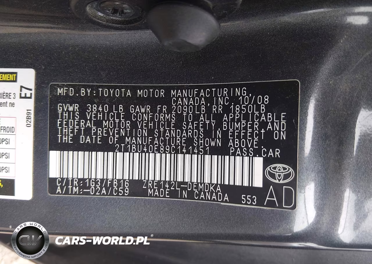 2009 Toyota Corolla VIN:2T1BU40E89C141451 - 9