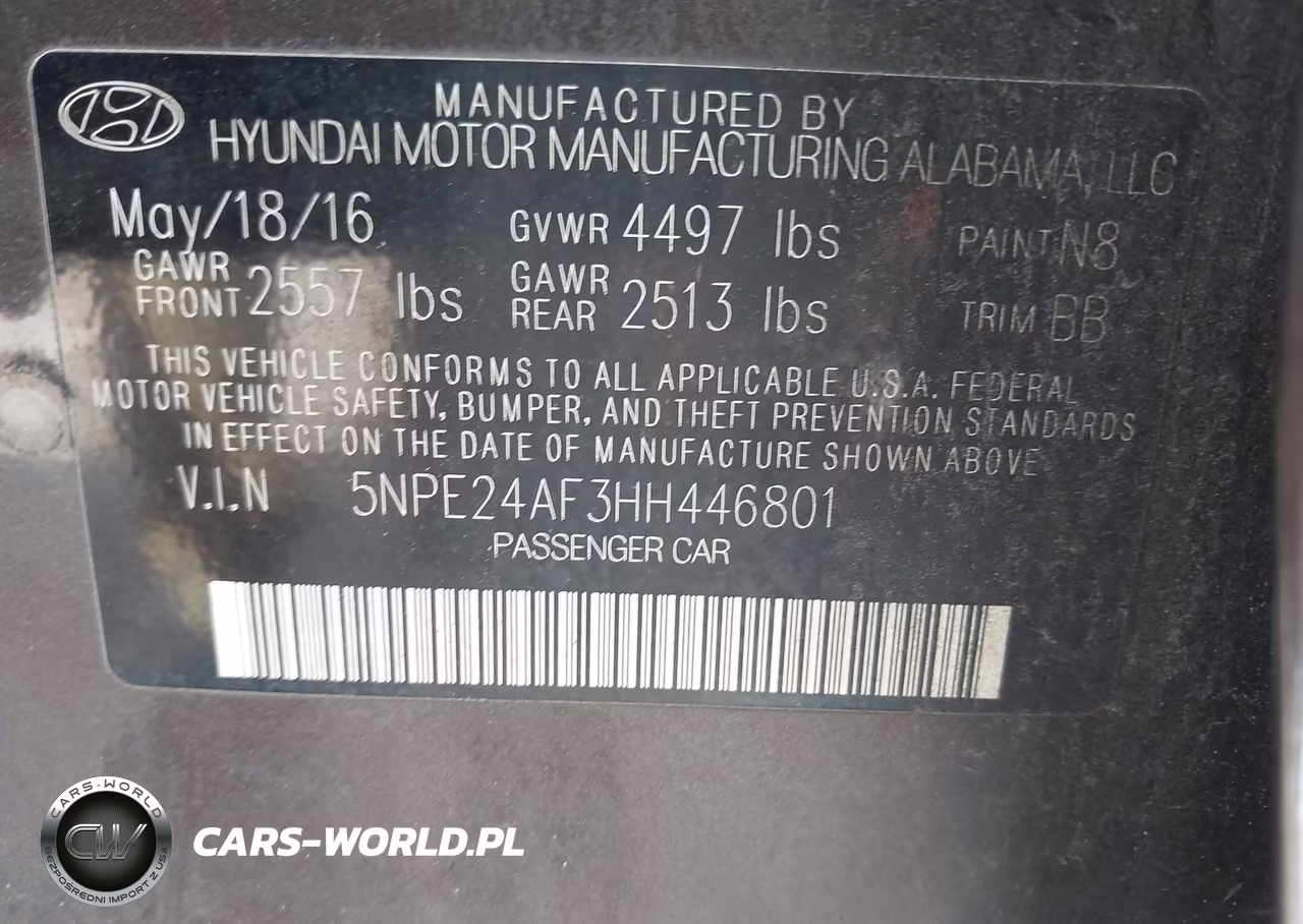 2017 Hyundai Sonata VIN:5NPE24AF3HH446801 - 9