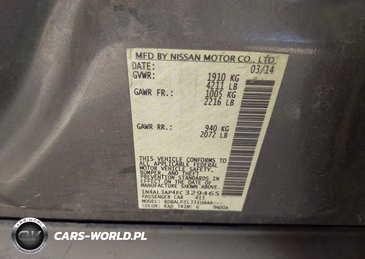 2014 Nissan Altima 2.5 VIN:1N4AL3AP4EC329465 - 9