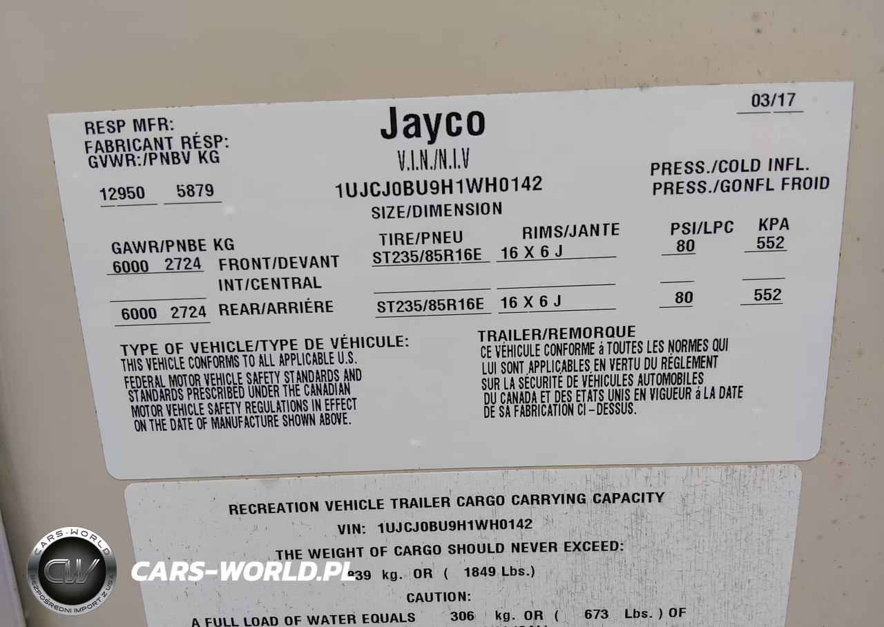 2017 Jayco Other VIN:1UJCJ0BU9H1WH0142 - 9