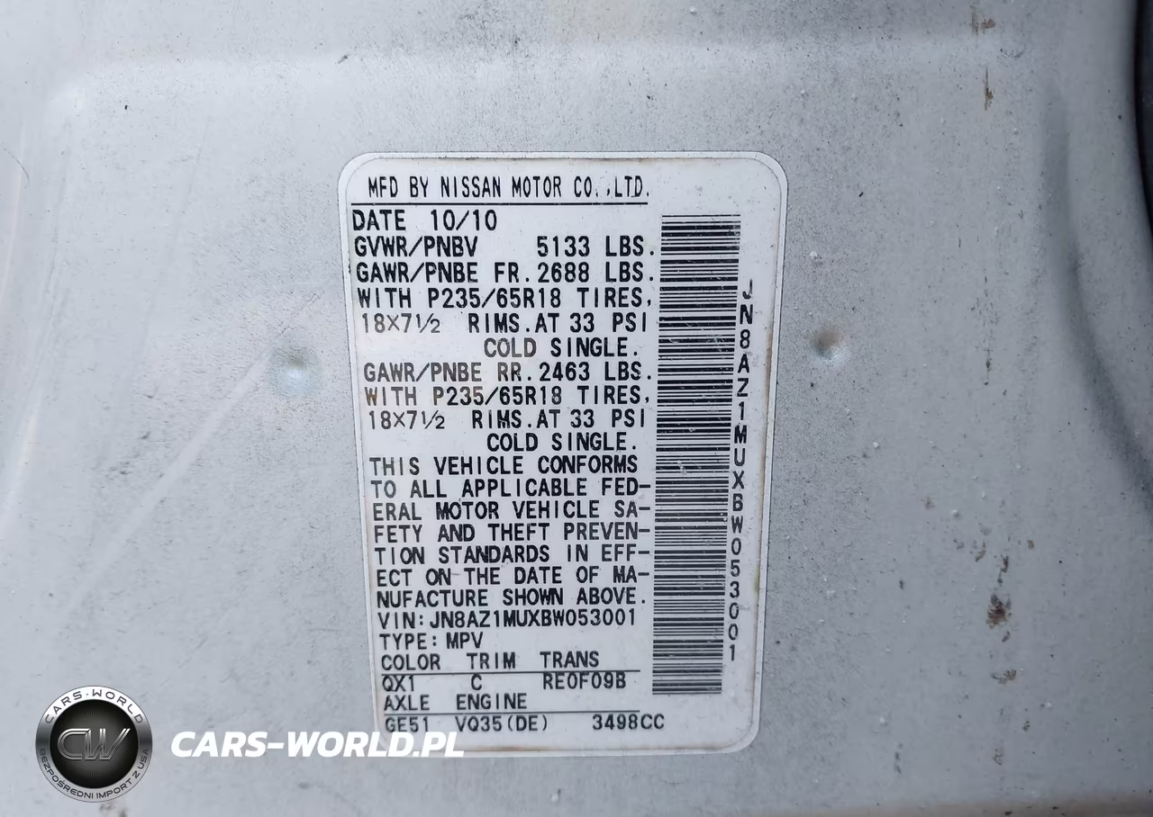 2011 Nissan Murano S VIN:JN8AZ1MUXBW053001 - 9