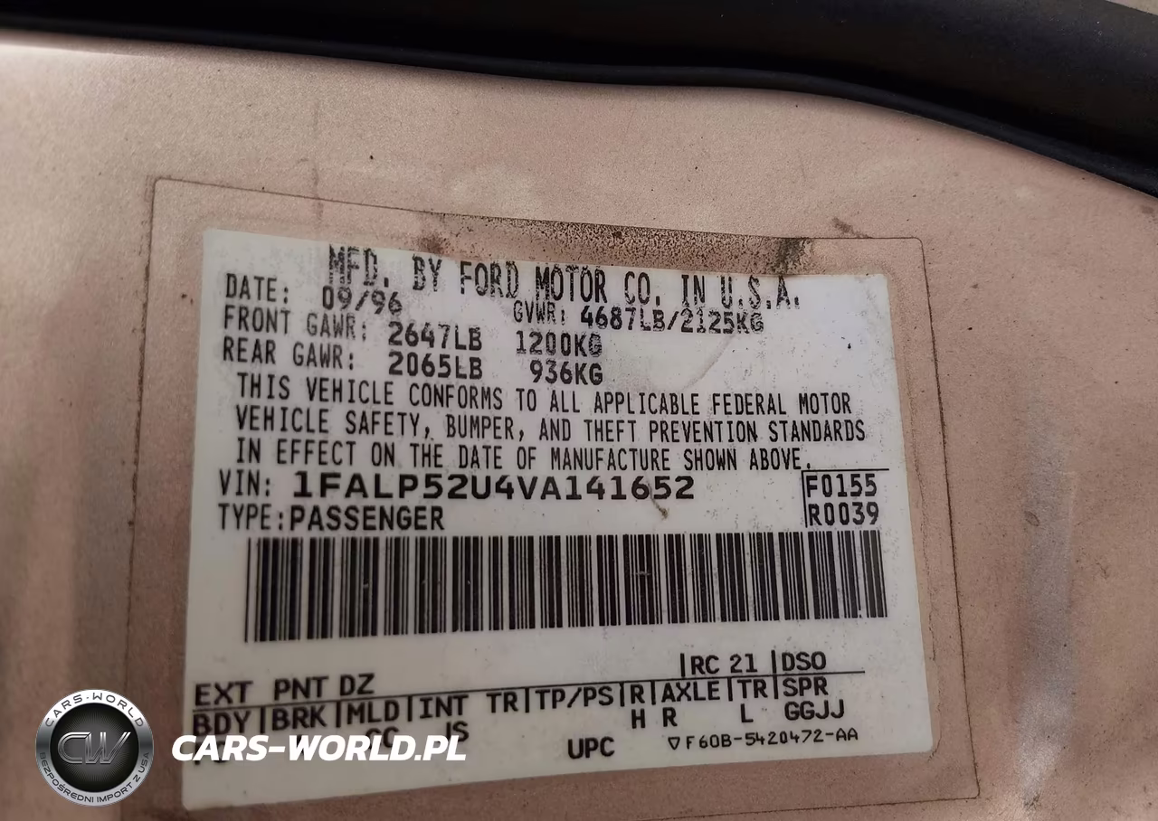 1997 Ford Taurus Gl VIN:1FALP52U4VA141652 - 9