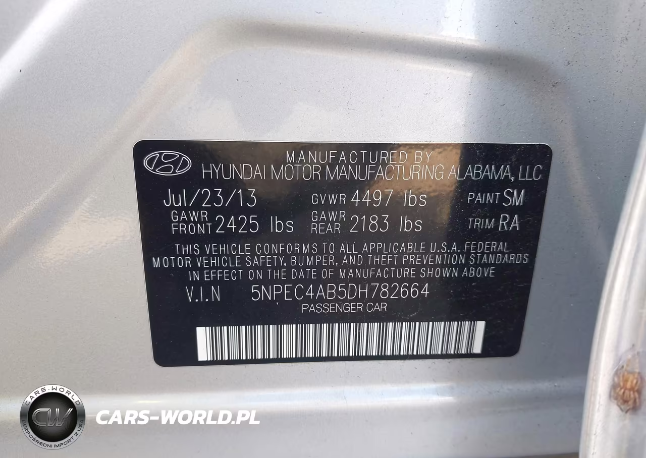 2013 Hyundai Sonata Se 2.0T VIN:5NPEC4AB5DH782664 - 9