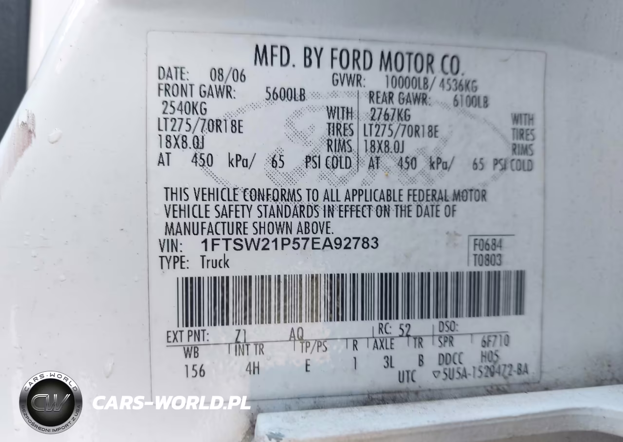 2007 Ford F-250 Lariat-Xl-Xlt VIN:1FTSW21P57EA92783 - 9