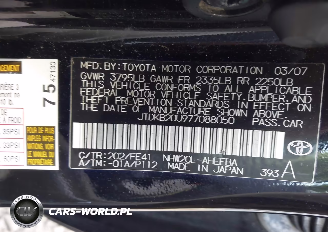 2007 Toyota Prius VIN:JTDKB20U977088050 - 9