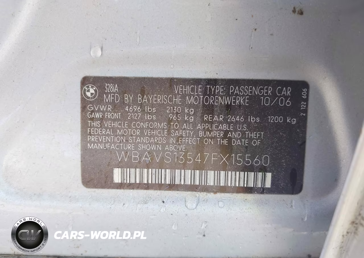 2007 BMW 328I VIN:WBAVS13547FX15560 - 9
