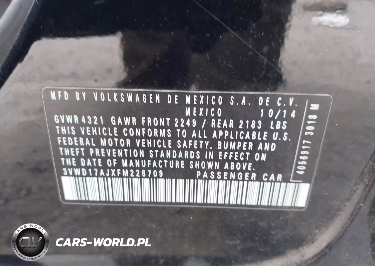 2015 Volkswagen Jetta 1.8T Sport VIN:3VWD17AJXFM226709 - 9