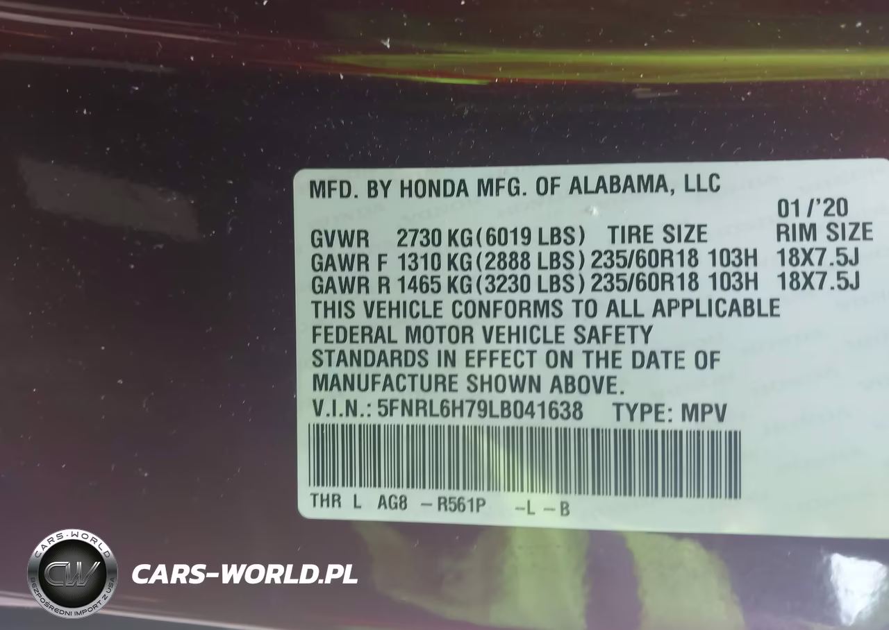 2020 Honda Odyssey Ex-L-Ex-L W-Navi Res VIN:5FNRL6H79LB041638 - 9