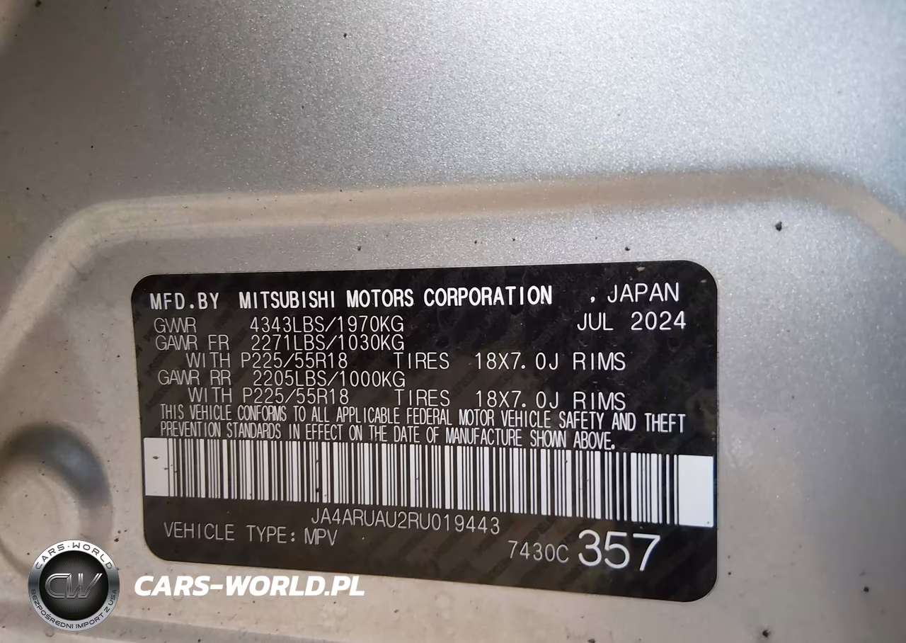 2024 Mitsubishi Outlander Sport 2.0 Es Awc-2.0 Le Awc-2.0 Ralliart Awc-2.0 S Awc-2.0 Se Awc-2.0 Trail Edition Awc VIN:JA4ARUAU2RU019443 - 9