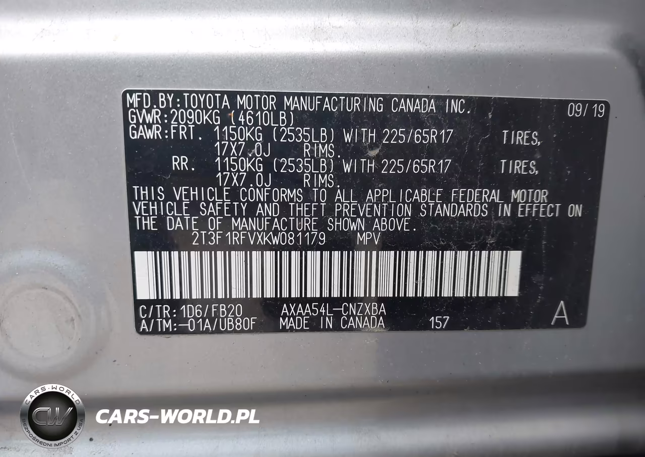 2019 Toyota Rav4 Le VIN:2T3F1RFVXKW081179 - 9