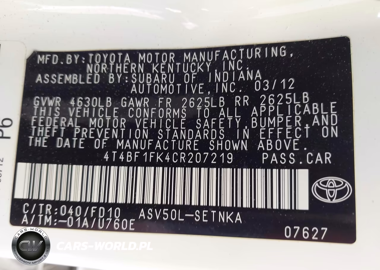 2012 Toyota Camry Le VIN:4T4BF1FK4CR207219 - 9