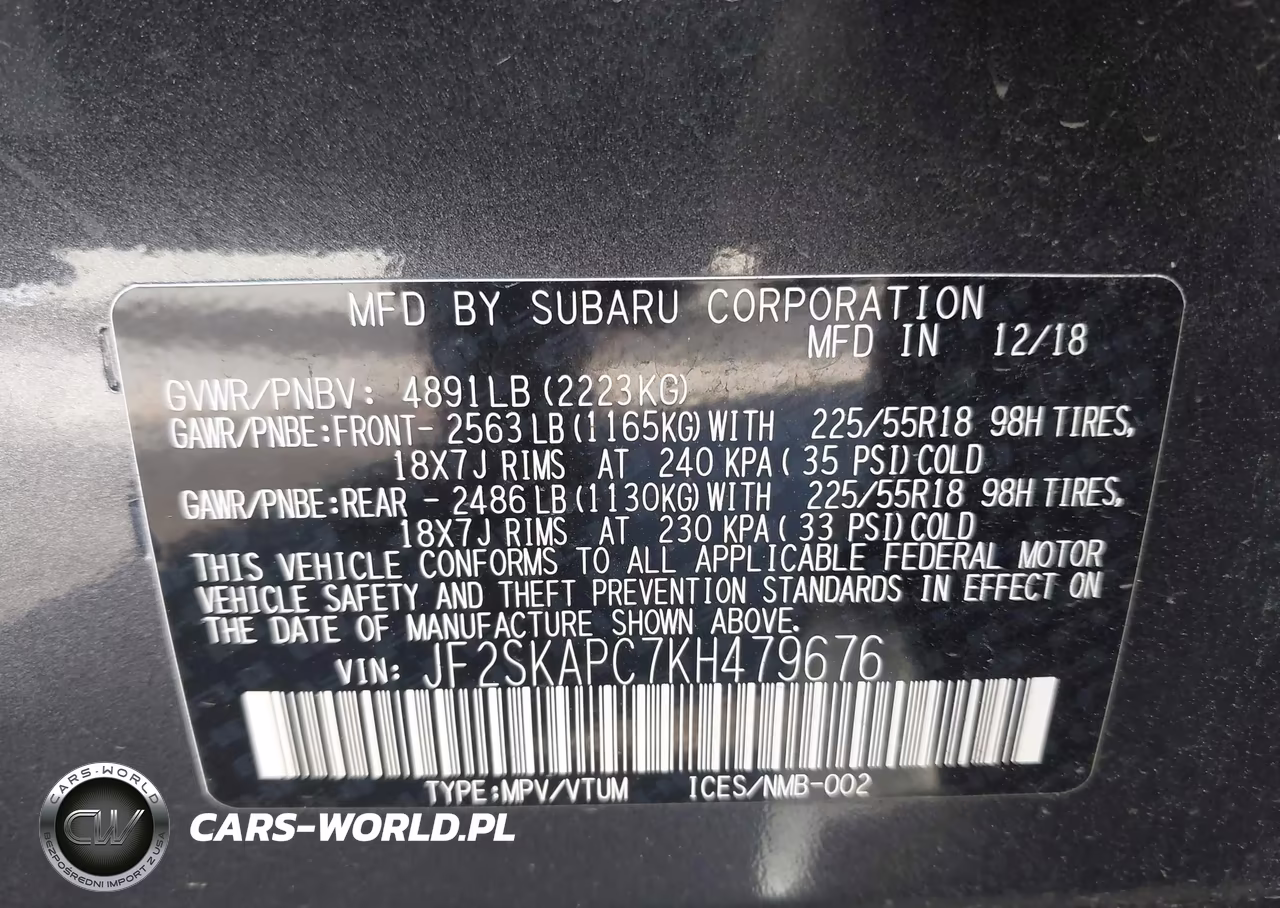 2019 Subaru Forester Sport VIN:JF2SKAPC7KH479676 - 9