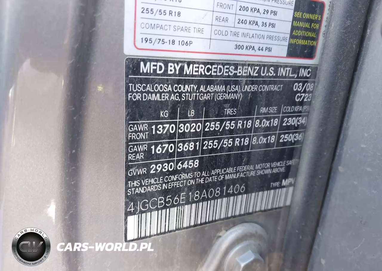 2008 Mercedes-Benz R 350 VIN:4JGCB56E18A081406 - 9