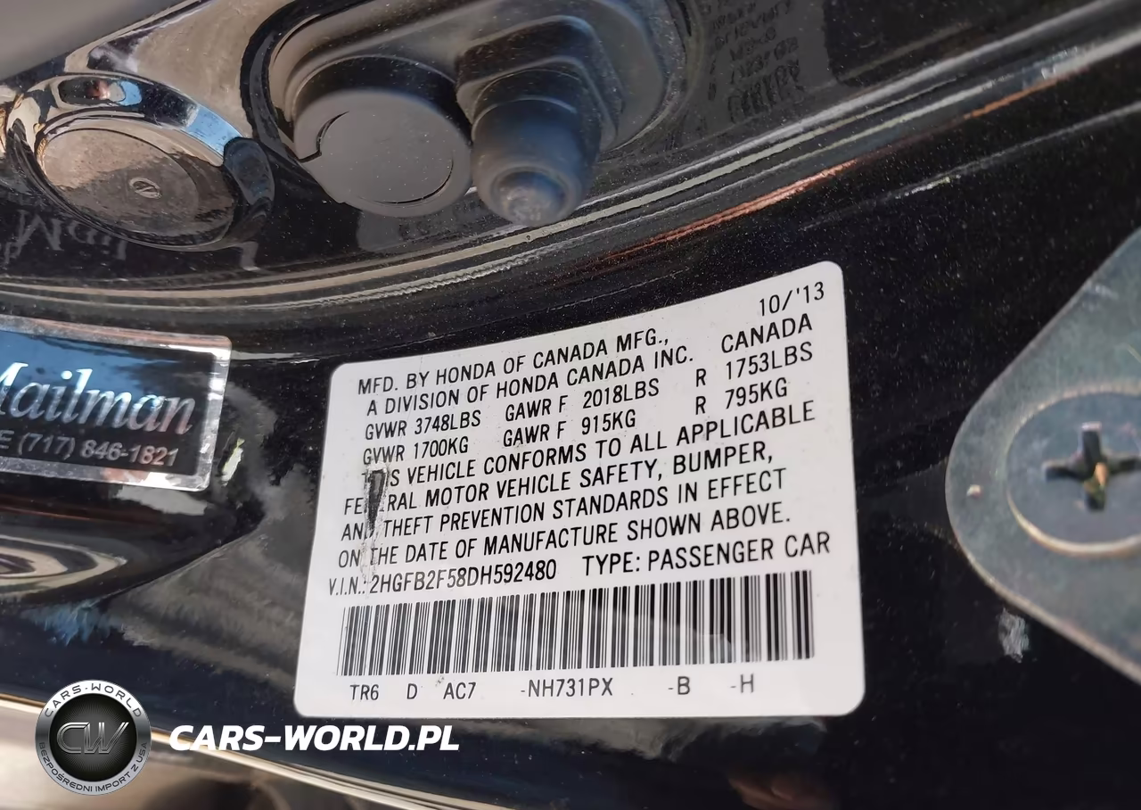 2013 Honda Civic Lx VIN:2HGFB2F58DH592480 - 9