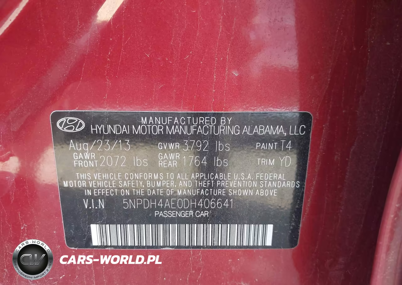 2013 Hyundai Elantra Gls VIN:5NPDH4AE0DH406641 - 9