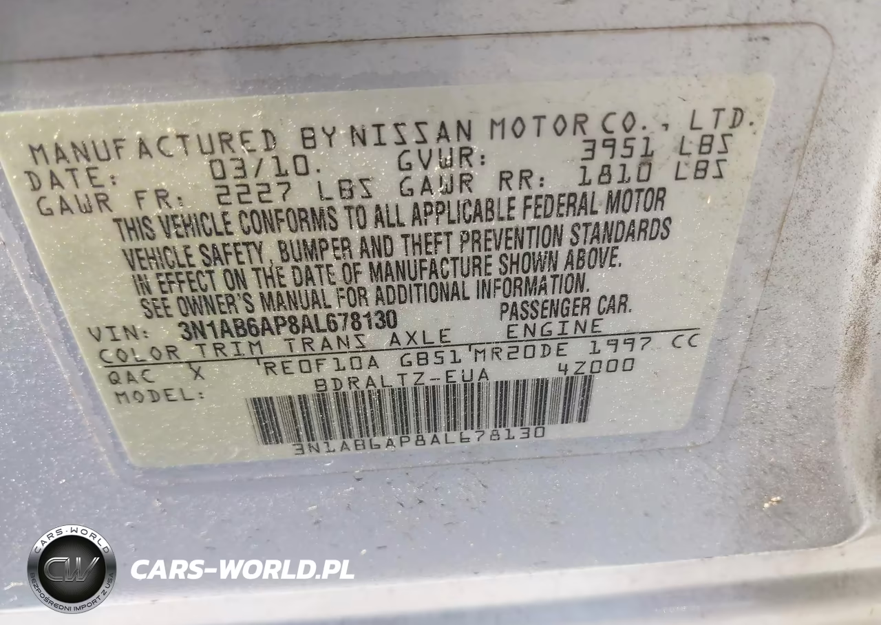 2010 Nissan Sentra 2.0Sr VIN:3N1AB6AP8AL678130 - 9