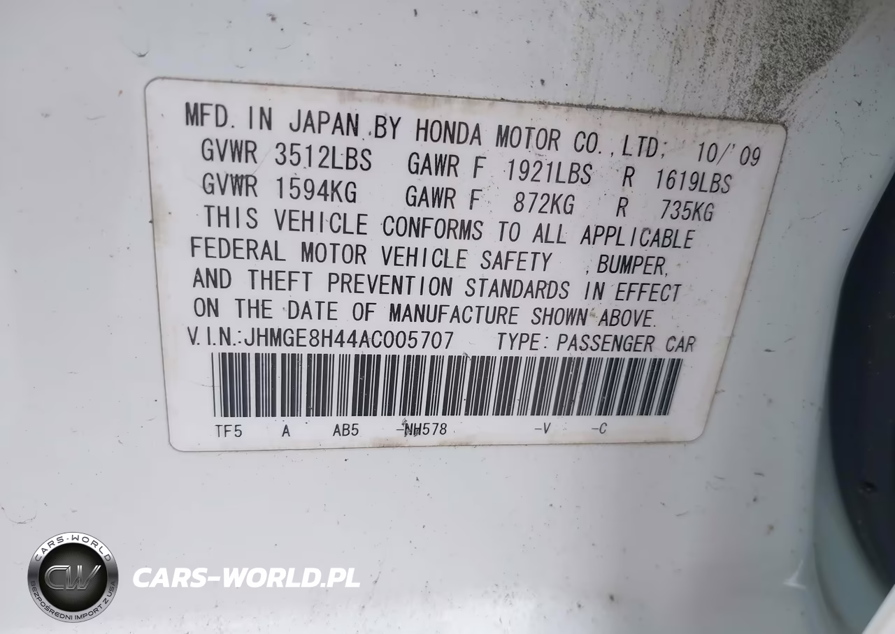 2010 Honda Fit Sport VIN:JHMGE8H44AC005707 - 9