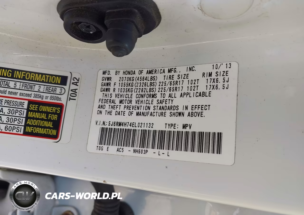 2014 Honda Cr-V Ex-L VIN:5J6RM4H74EL021132 - 9
