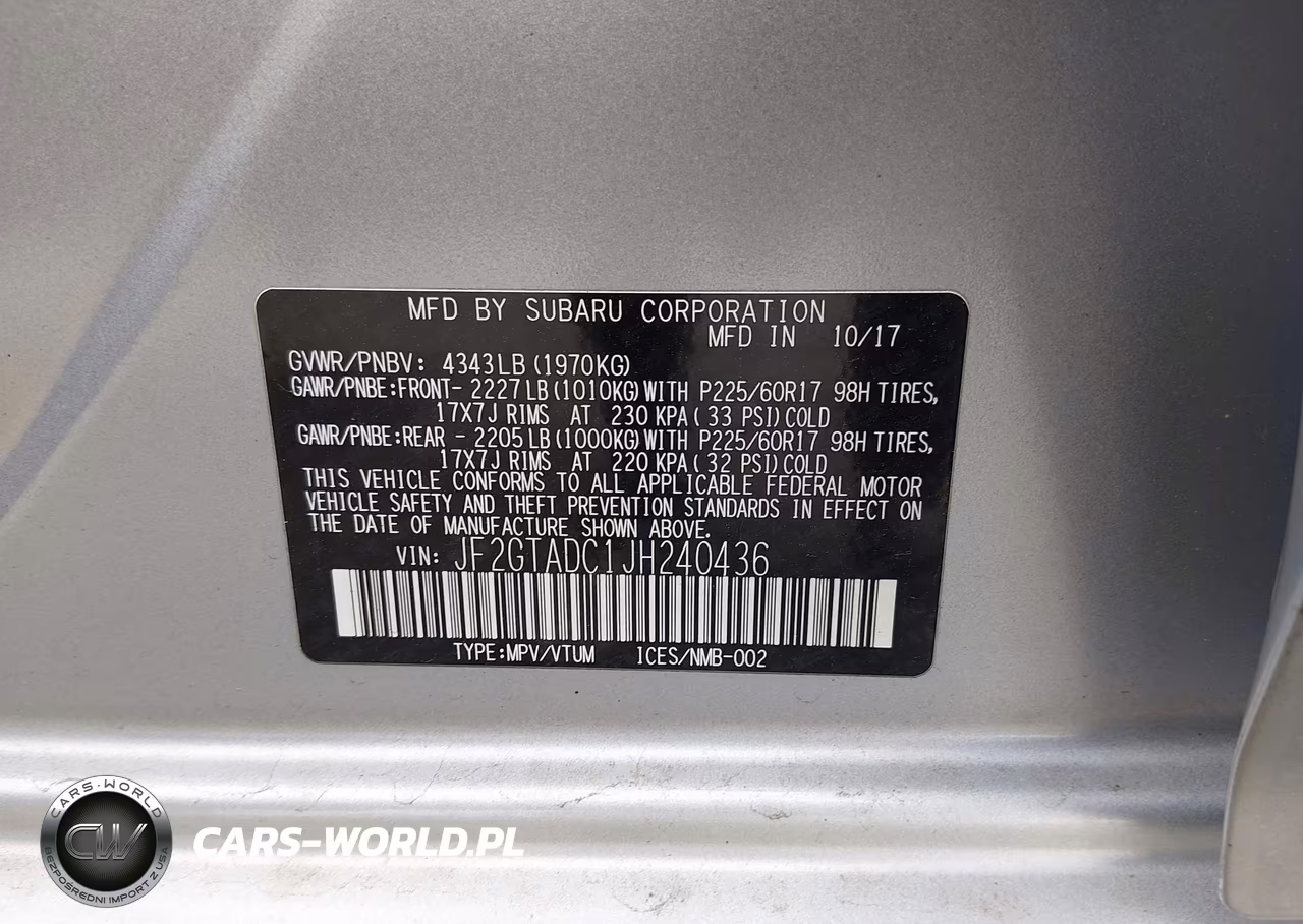 2018 Subaru Crosstrek 2.0I Premium VIN:JF2GTADC1JH240436 - 9