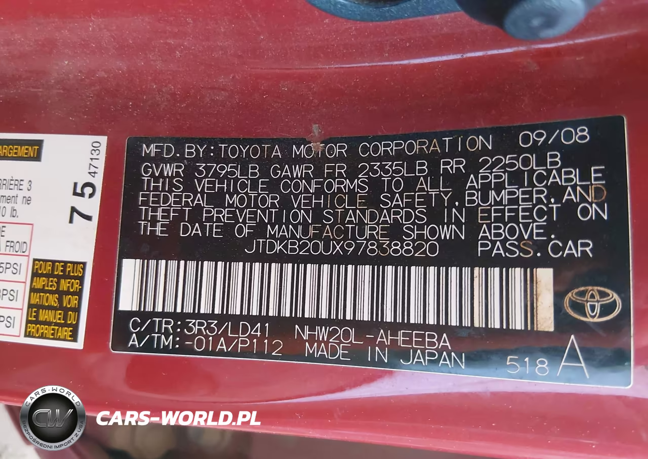 2009 Toyota Prius VIN:JTDKB20UX97838820 - 9