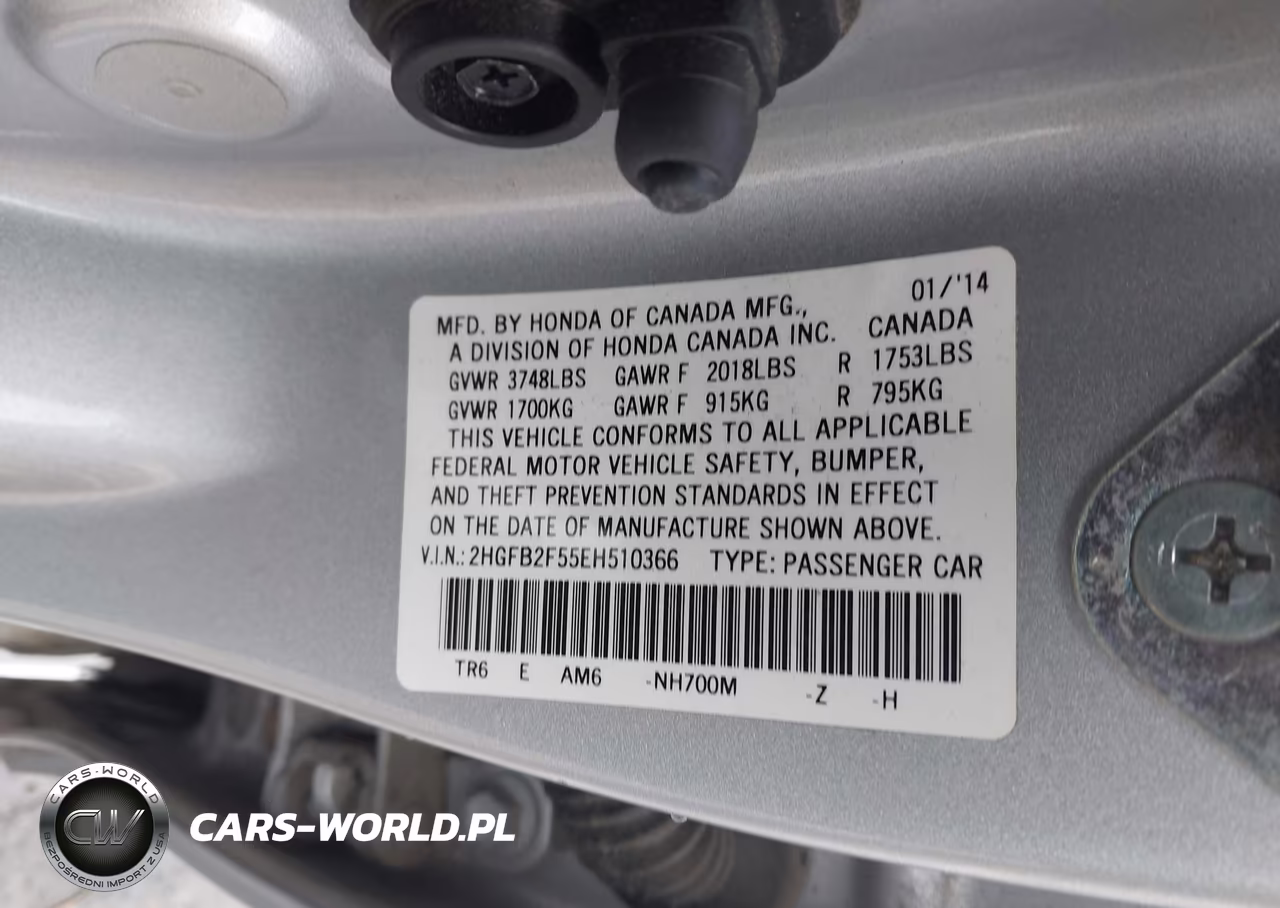 2014 Honda Civic Lx VIN:2HGFB2F55EH510366 - 9