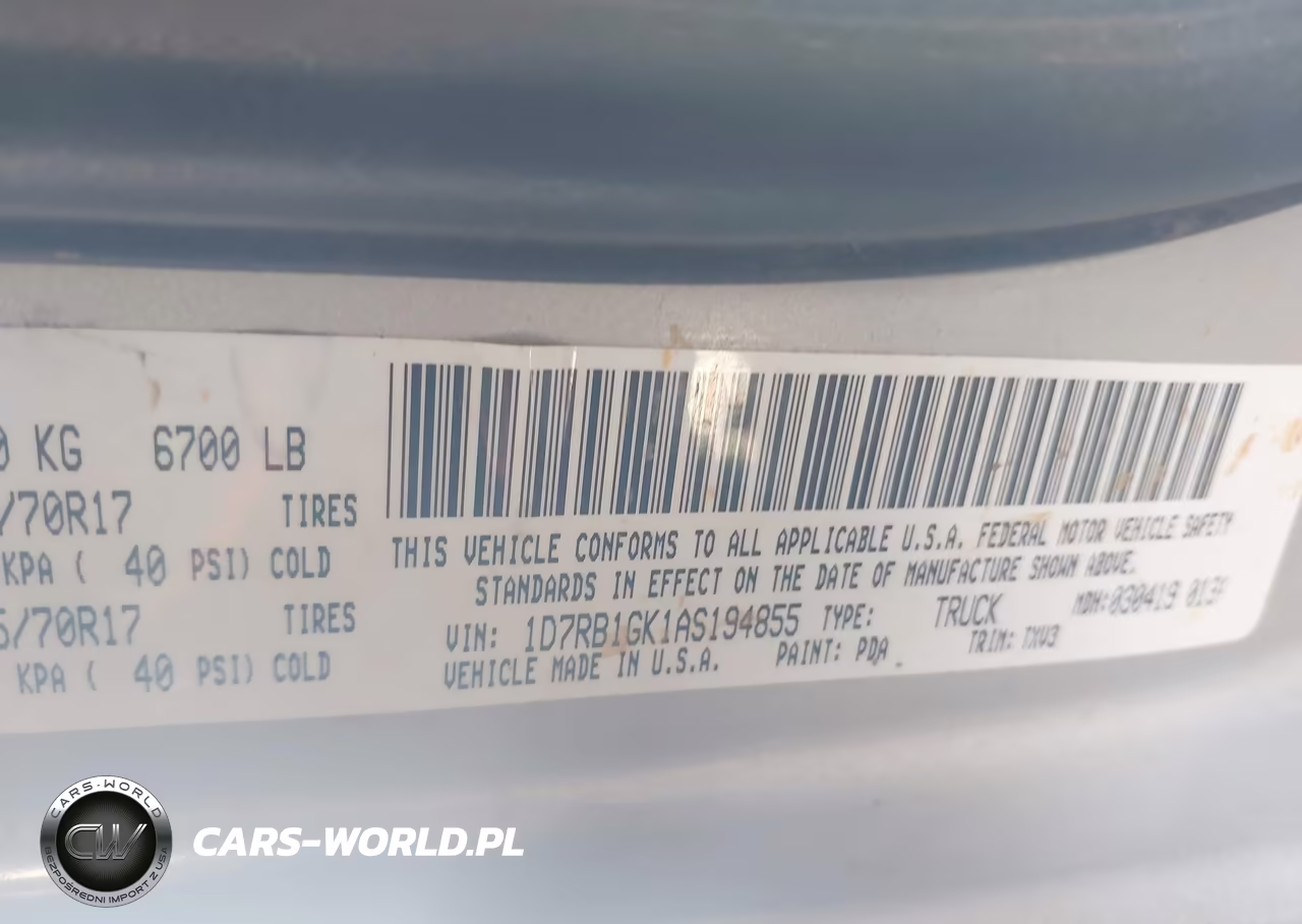 2010 Dodge Ram 1500 VIN:1D7RB1GK1AS194855 - 9