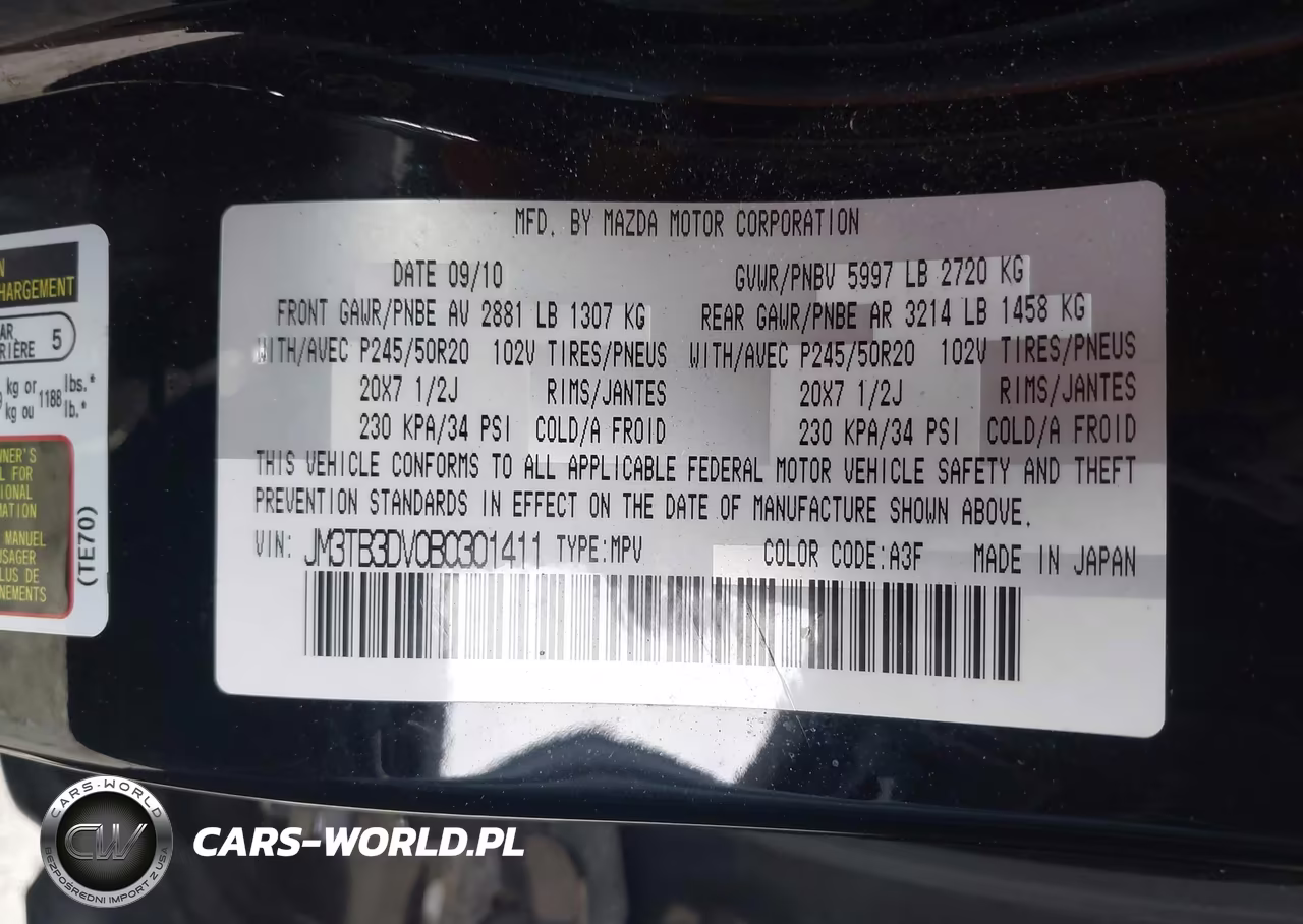 2011 Mazda Cx-9 Grand Touring VIN:JM3TB3DV0B0301411 - 9