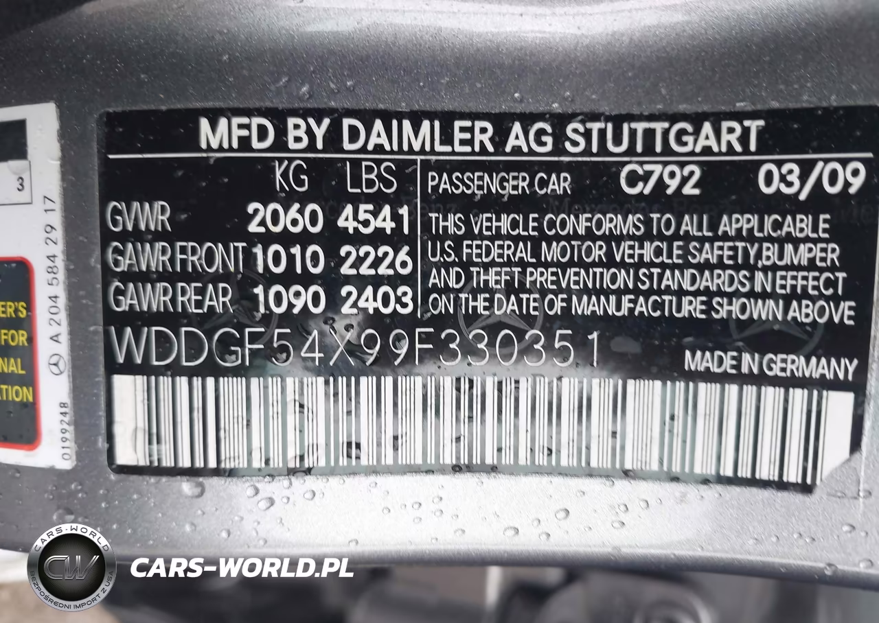 2009 Mercedes-Benz C 300 3.0L Luxury-Sport VIN:WDDGF54X99F330351 - 9