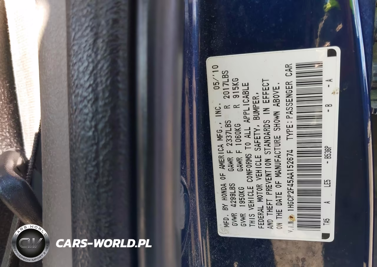 2010 Honda Accord 2.4 Lx-P VIN:1HGCP2F45AA152674 - 9