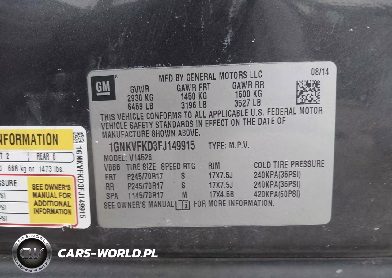 2015 Chevrolet Traverse Ls VIN:1GNKVFKD3FJ149915 - 9