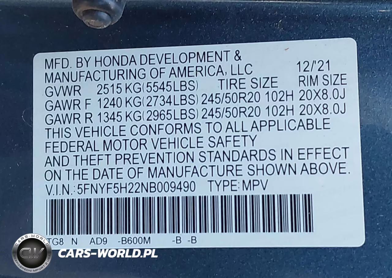2022 Honda Pilot 2Wd Special Edition VIN:5FNYF5H22NB009490 - 9