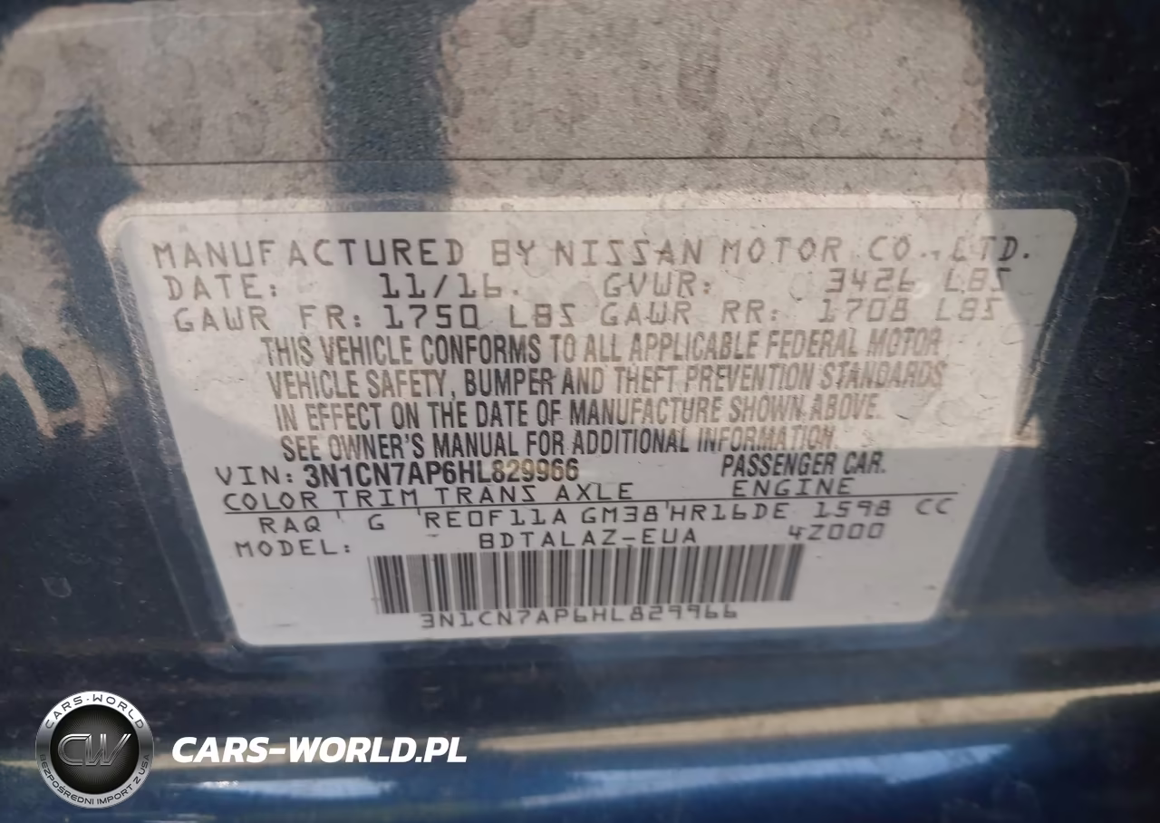 2017 Nissan Versa 1.6 S+ VIN:3N1CN7AP6HL829966 - 9
