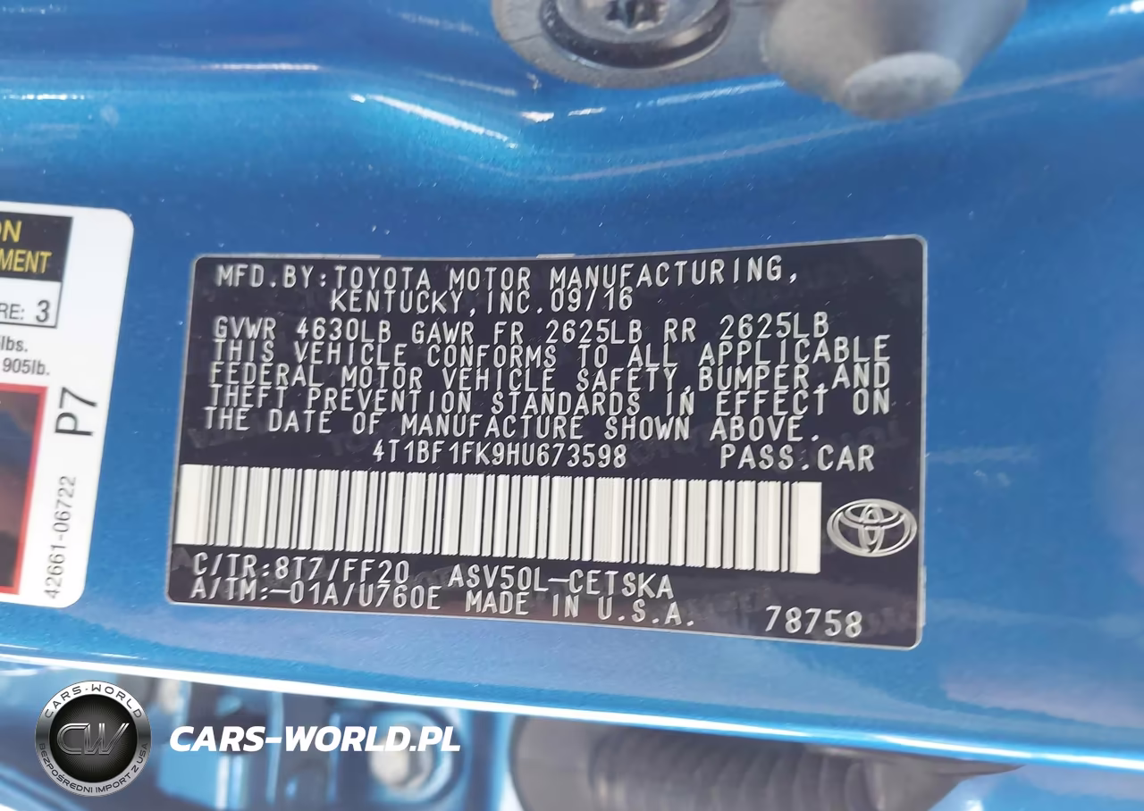 2017 Toyota Camry Se VIN:4T1BF1FK9HU673598 - 9