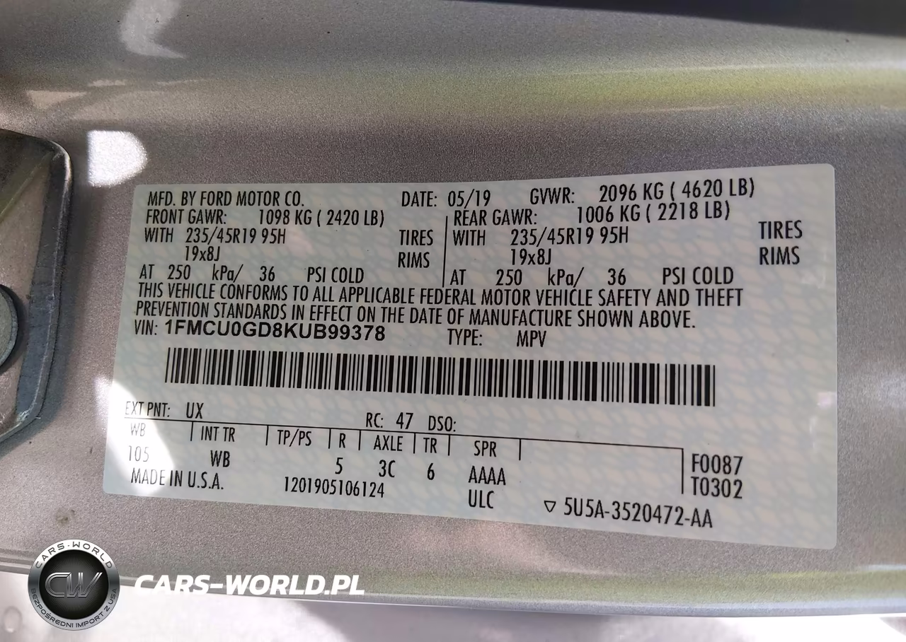 2019 Ford Escape Se VIN:1FMCU0GD8KUB99378 - 9