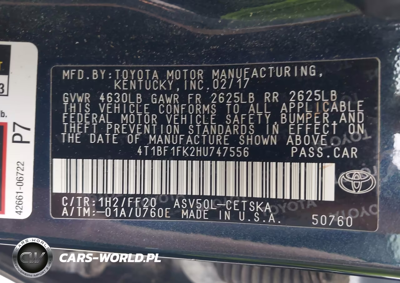 2017 Toyota Camry Se VIN:4T1BF1FK2HU747556 - 9