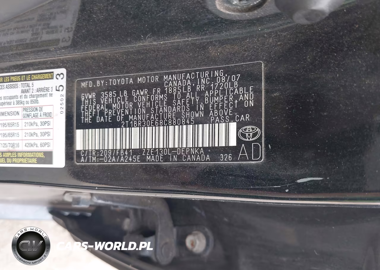 2008 Toyota Corolla Le VIN:2T1BR30E68C880845 - 9