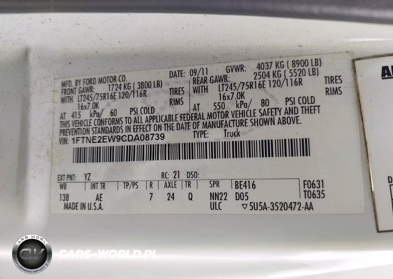 2012 Ford E-250 Commercial VIN:1FTNE2EW9CDA08739 - 9