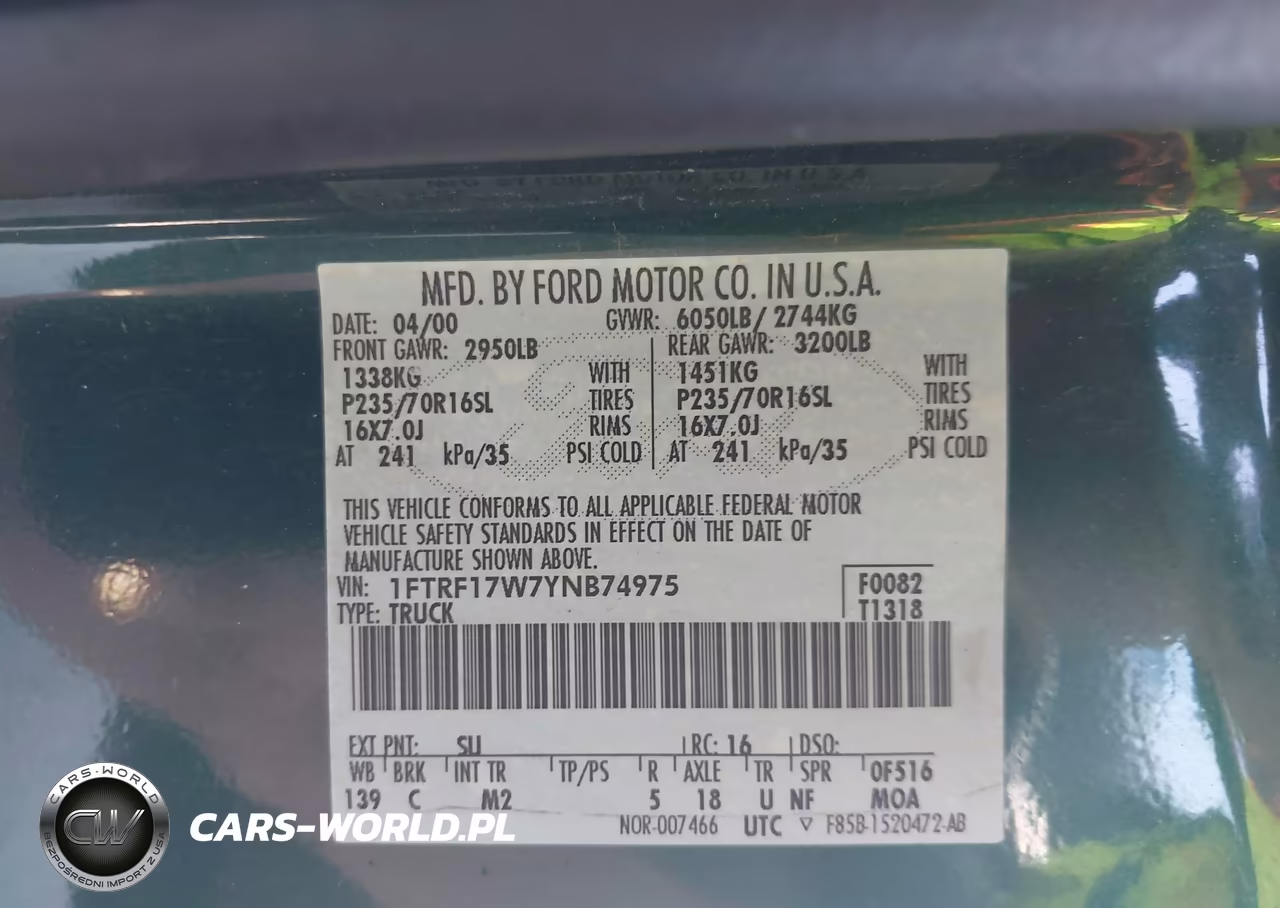 2000 Ford F-150 Work Series-Xl-Xlt VIN:1FTRF17W7YNB74975 - 9