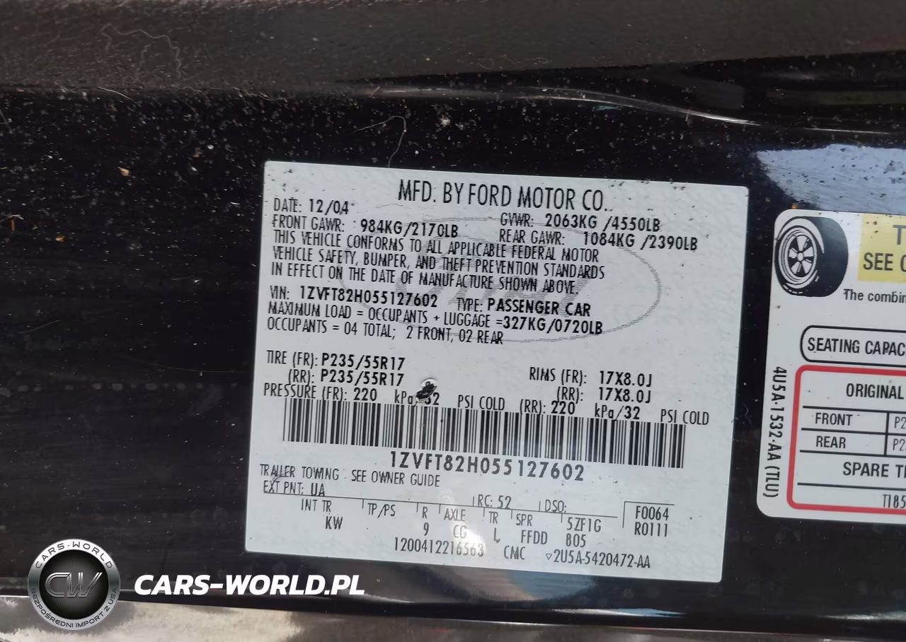 2005 Ford Mustang Gt Deluxe-Gt Premium VIN:1ZVFT82H055127602 - 9