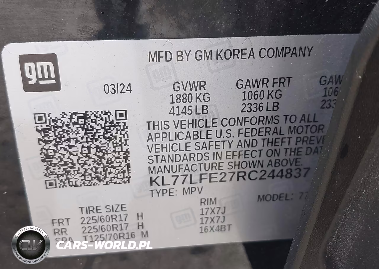 2024 Chevrolet Trax Fwd Sp VIN:KL77LFE27RC244837 - 9