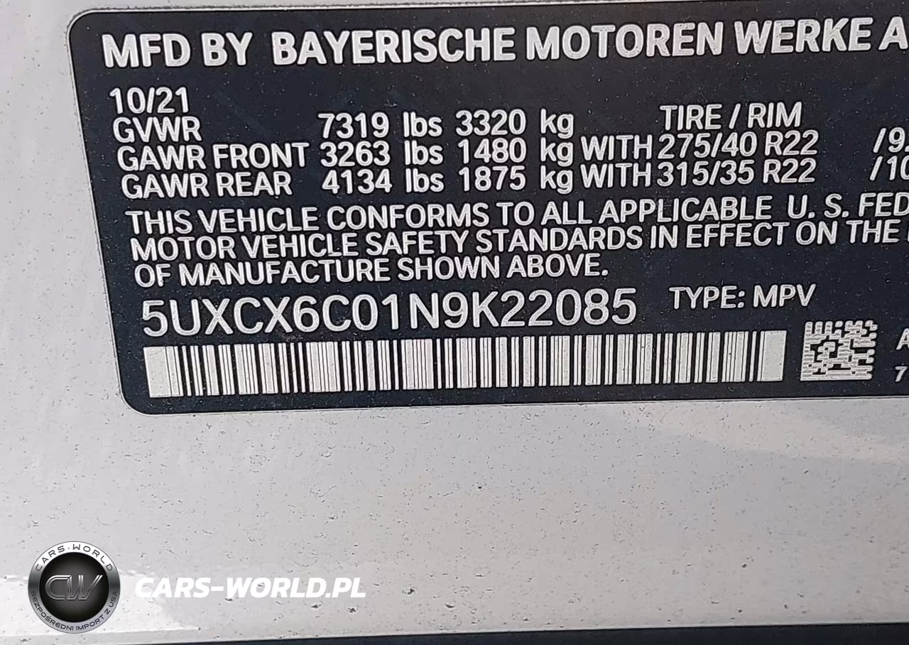 2022 BMW X7 M50I VIN:5UXCX6C01N9K22085 - 9