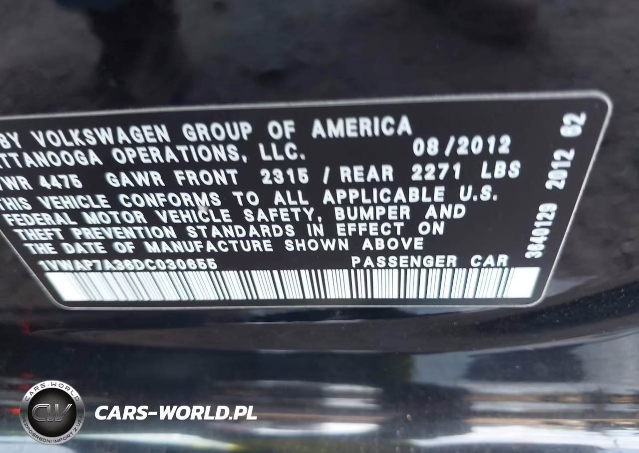 2013 Volkswagen Passat 2.5L S VIN:1VWAP7A36DC030655 - 9