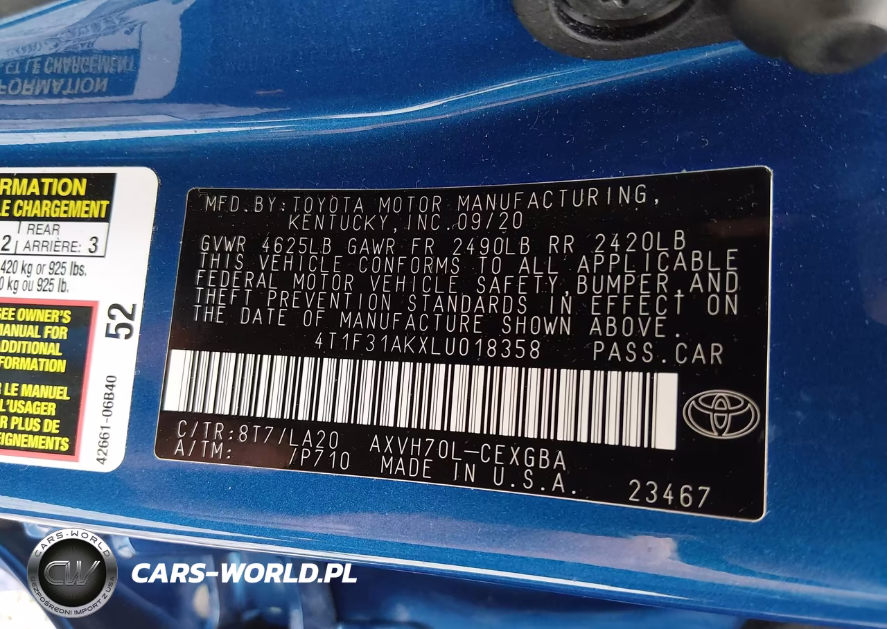 2020 Toyota Camry Xle Hybrid VIN:4T1F31AKXLU018358 - 9
