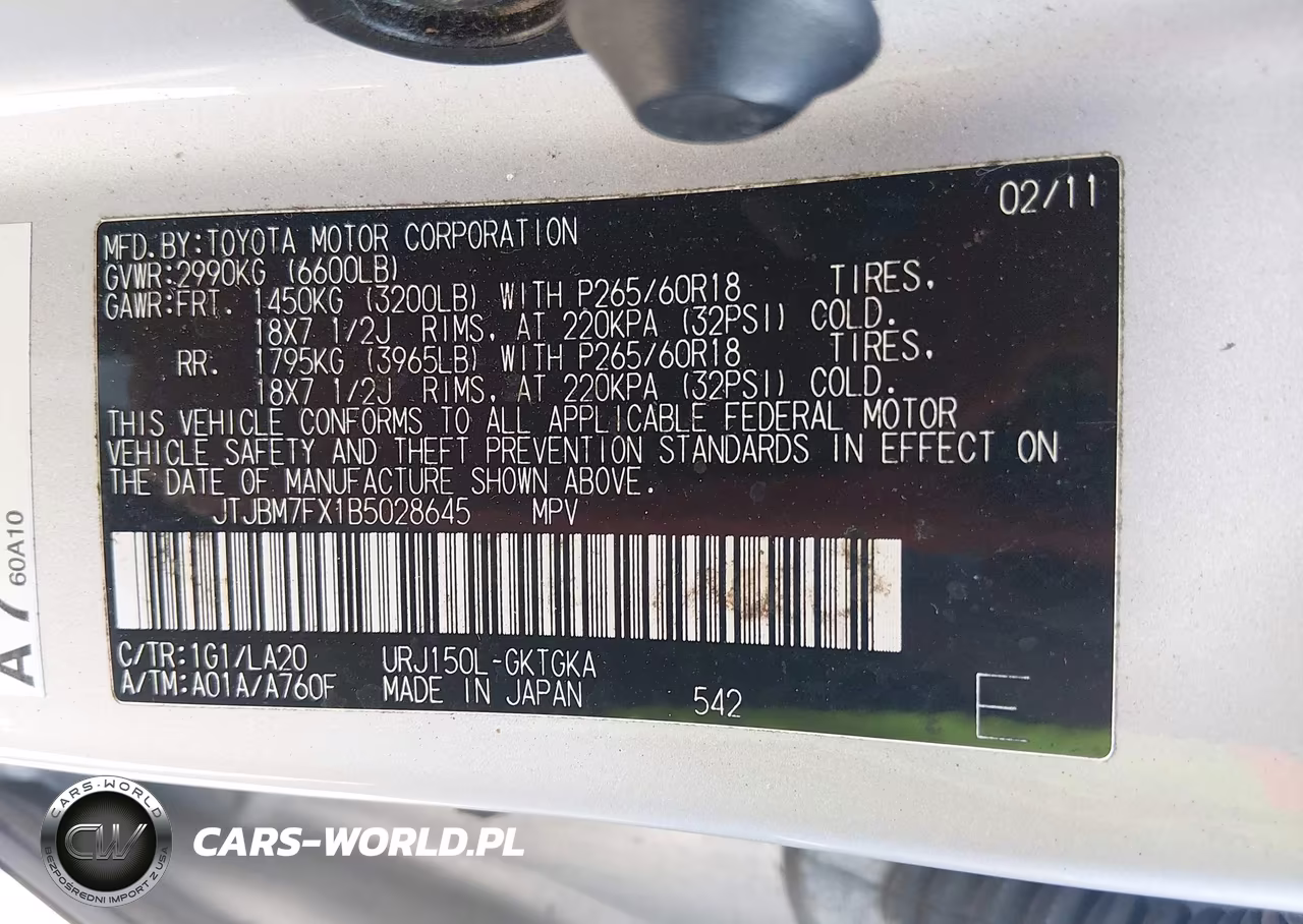 2011 Lexus Gx 460 VIN:JTJBM7FX1B5028645 - 9