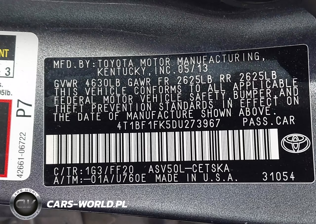 2013 Toyota Camry Se VIN:4T1BF1FK5DU273967 - 9